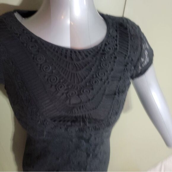 Exhilaration Women's Lined Black Lace Dress Size Medium SMOKING HOTTTT - Picture 6 of 11